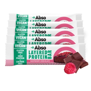 Abso Layered Protein Bar Kínáló (16db x 50 g) - Málnás - csokoládés ízű vegán fehérjeszelet