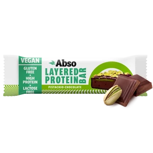 Abso Layered Protein Bar 50 g - Pisztáciás - csokoládés ízű vegán fehérjeszelet