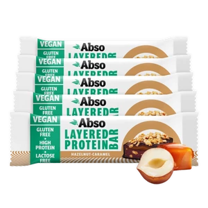 Abso Layered Protein Bar Kínáló (16db x 50 g) - Mogyorókrémes-karamellás ízű vegán fehérjeszelet