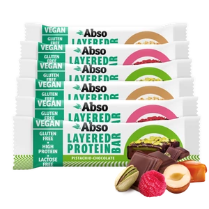 Abso Layered Protein Bar Kínáló (15db x 50 g) - MIX vegán fehérjeszelet