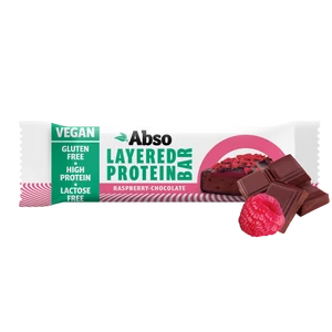Kép 1/3 - Abso Layered Protein Bar 50 g - Málnás - csokoládés ízű vegán fehérjeszelet
