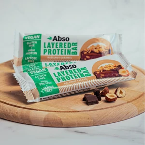 Kép 3/3 - Abso Layered Protein Bar Kínáló (16db x 50 g) - Mogyorókrémes-karamellás ízű vegán fehérjeszelet